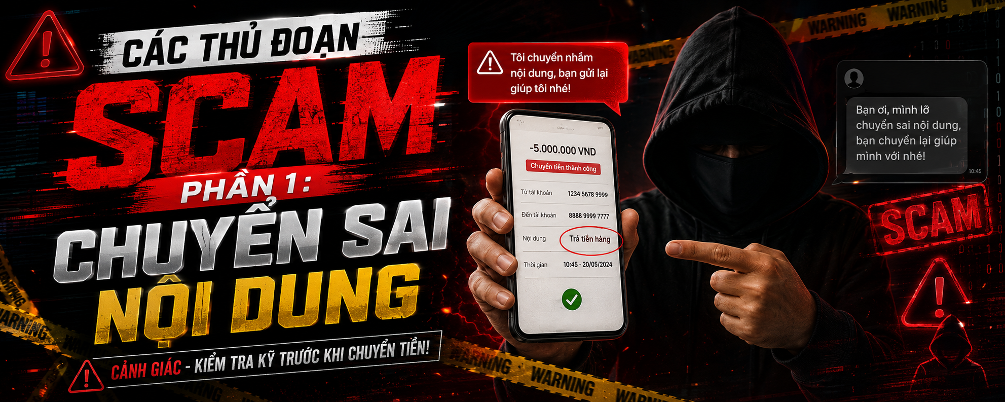 Lừa đảo sai nội dung chuyển tiền bắt bank thê